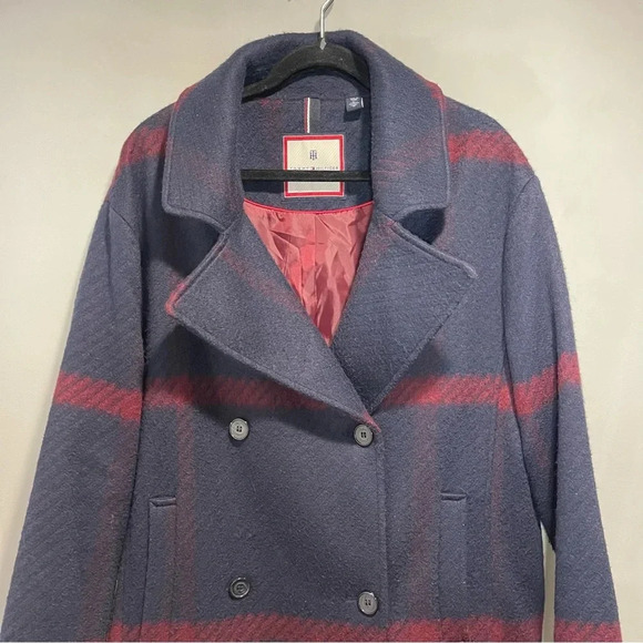 Tommy Hilfiger Plaid Double Breasted Coat Women size Large - Picture 7 of 15